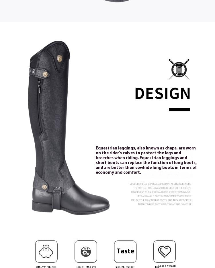 Cowhide Equestrian Chaps High Quality Thick Cowhide Double Zipper Riding Leg Guard Boots EX-STOCK Canada 