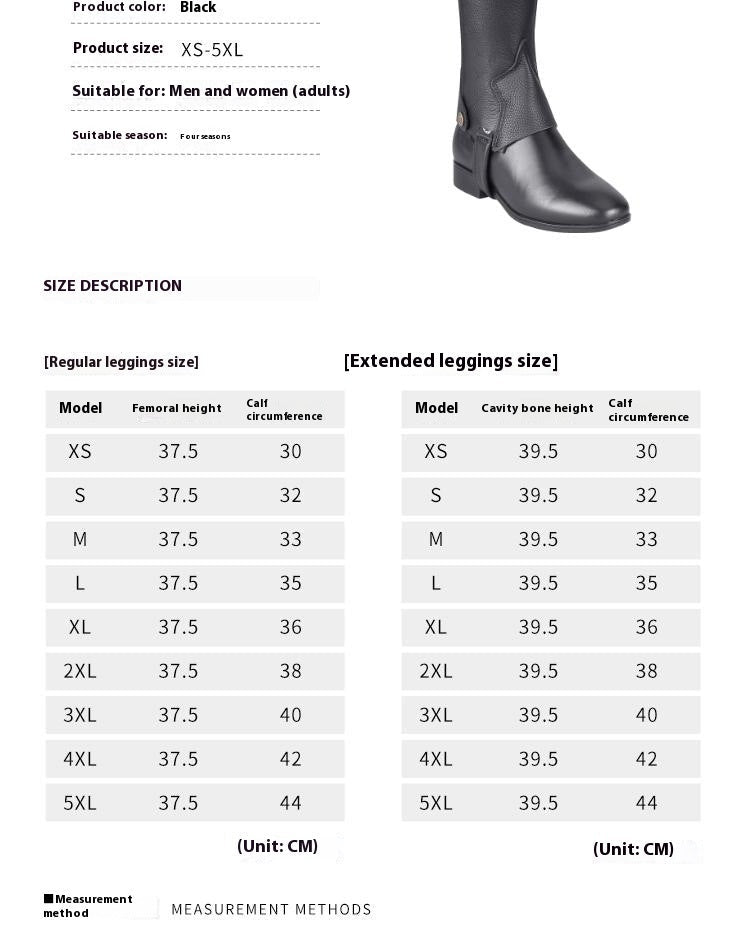 Cowhide Equestrian Chaps High Quality Thick Cowhide Double Zipper Riding Leg Guard Boots EX-STOCK Canada 