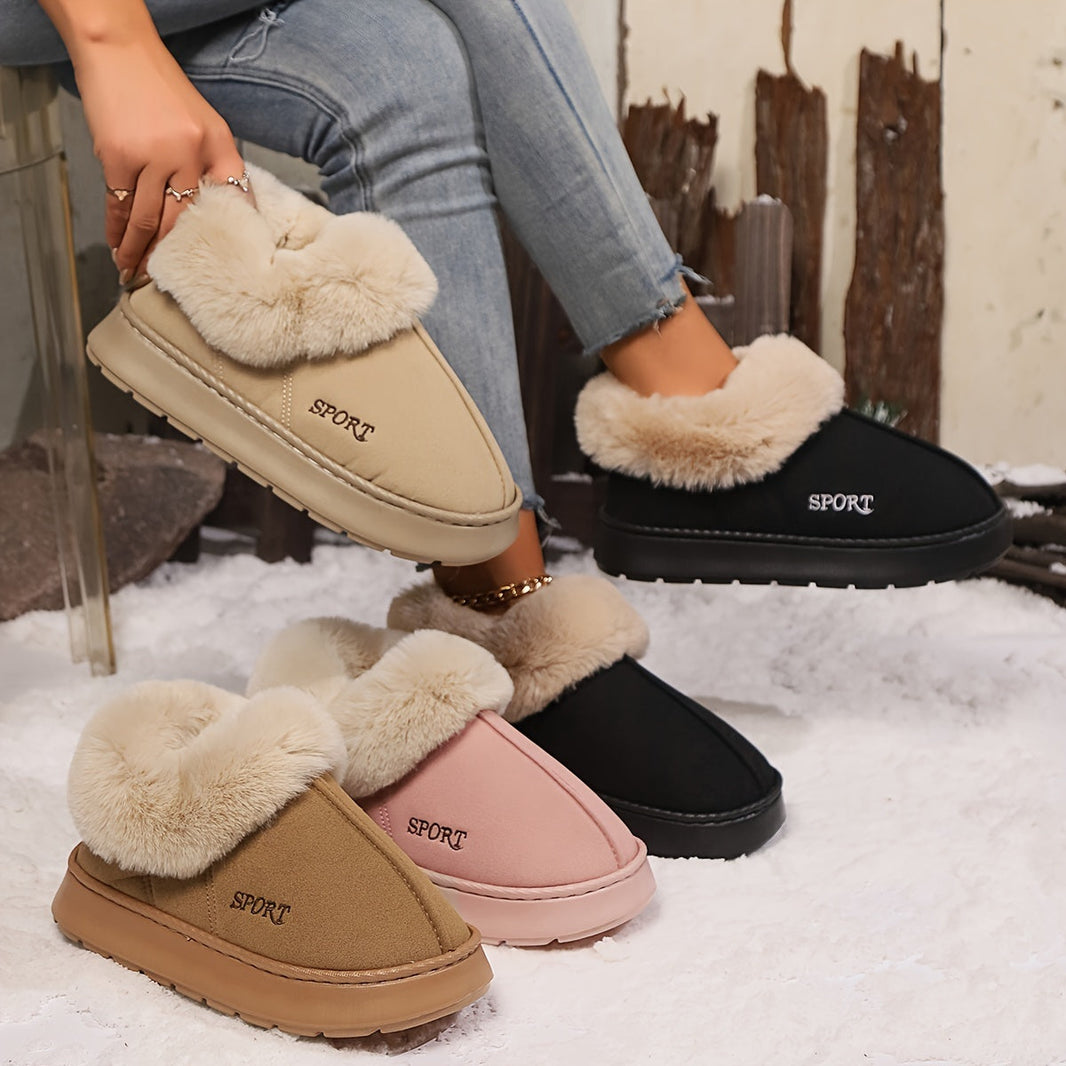 Cozy Plush Soft Slippers Shoes For Women Non-Slip Platform Shoes With Faux Fur Lining Mute Sole And Comfortable Fit For Indoor Wear EX-STOCK Canada 