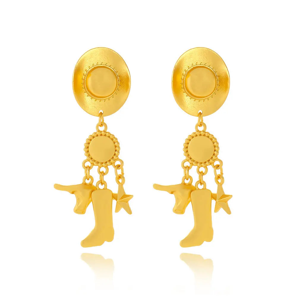 Creative Long Cowboy Hat Eardrops Earrings - EX-STOCK Canada