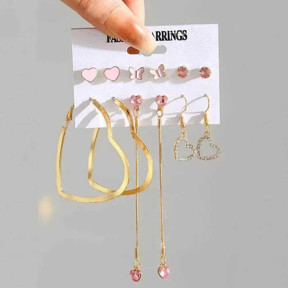 Creative Simple Retro Love Star Chain Ear rings Set - EX-STOCK Canada