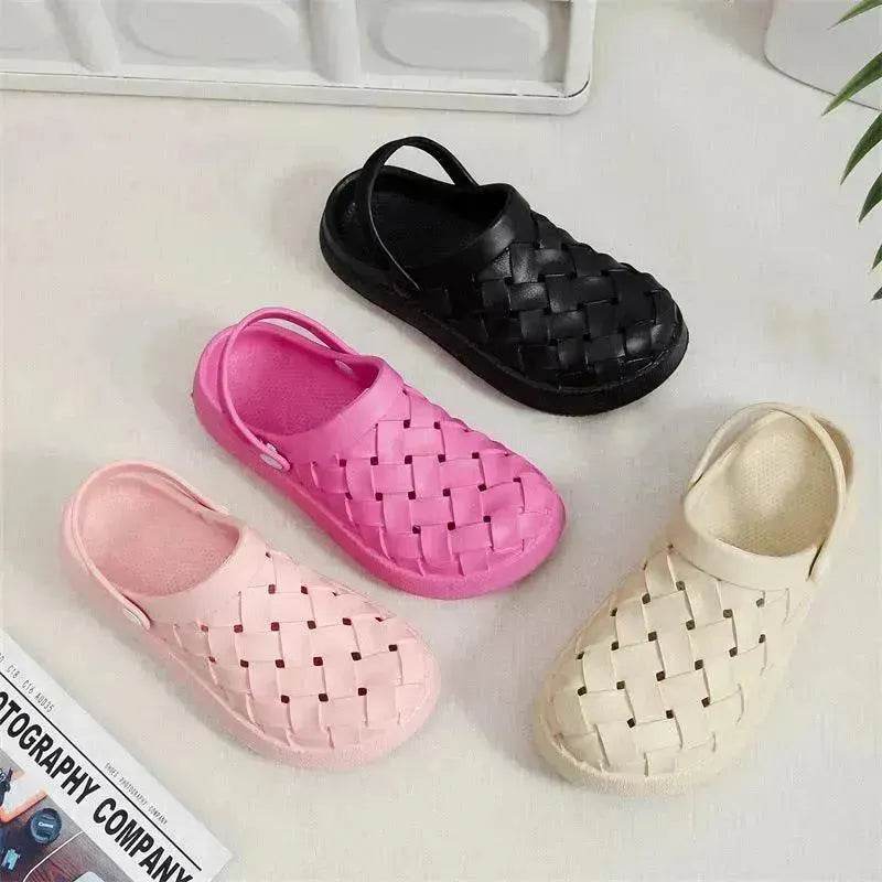 Cross-woven Clogs Shoes Summer Platform Baotou Dual-use Slippers Outdoor Garden Indoor Floor Bathroom Cozy Slipper Women House Shoes - EX-STOCK Canada