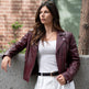 Women's Premium Lamb Leather Moto Jacket with Asymmetrical Zippers 
