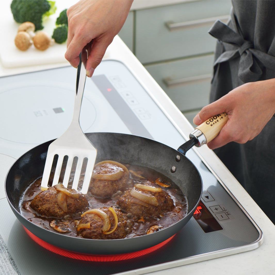 Yoshikawa Cook-Pal Ren Deep Frying Pan 28cm– Nitrided Carbon Steel, Made in Japan 