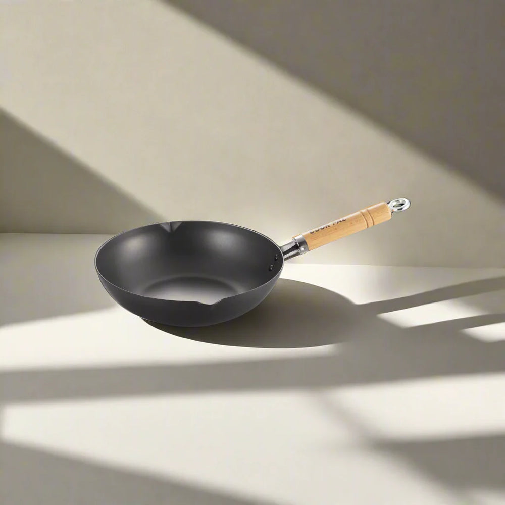 Yoshikawa Cook-Pal Ren Deep Frying Pan 24cm– Nitrided Carbon Steel, Made in Japan 