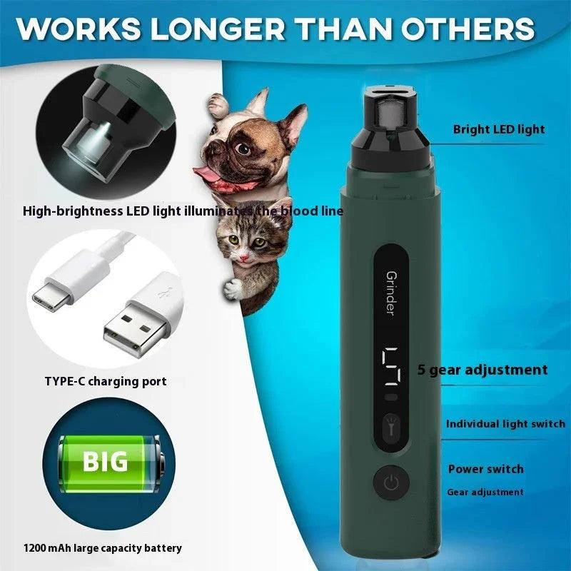 Dog Nail Grinder Electric Pet Nail Trimmers Rechargeable Cat Nail Grinders Super Quiet With 5-Speed Setting For Small Medium Large Dogs Cats Claw Care Pet Products EX-STOCK Canada 