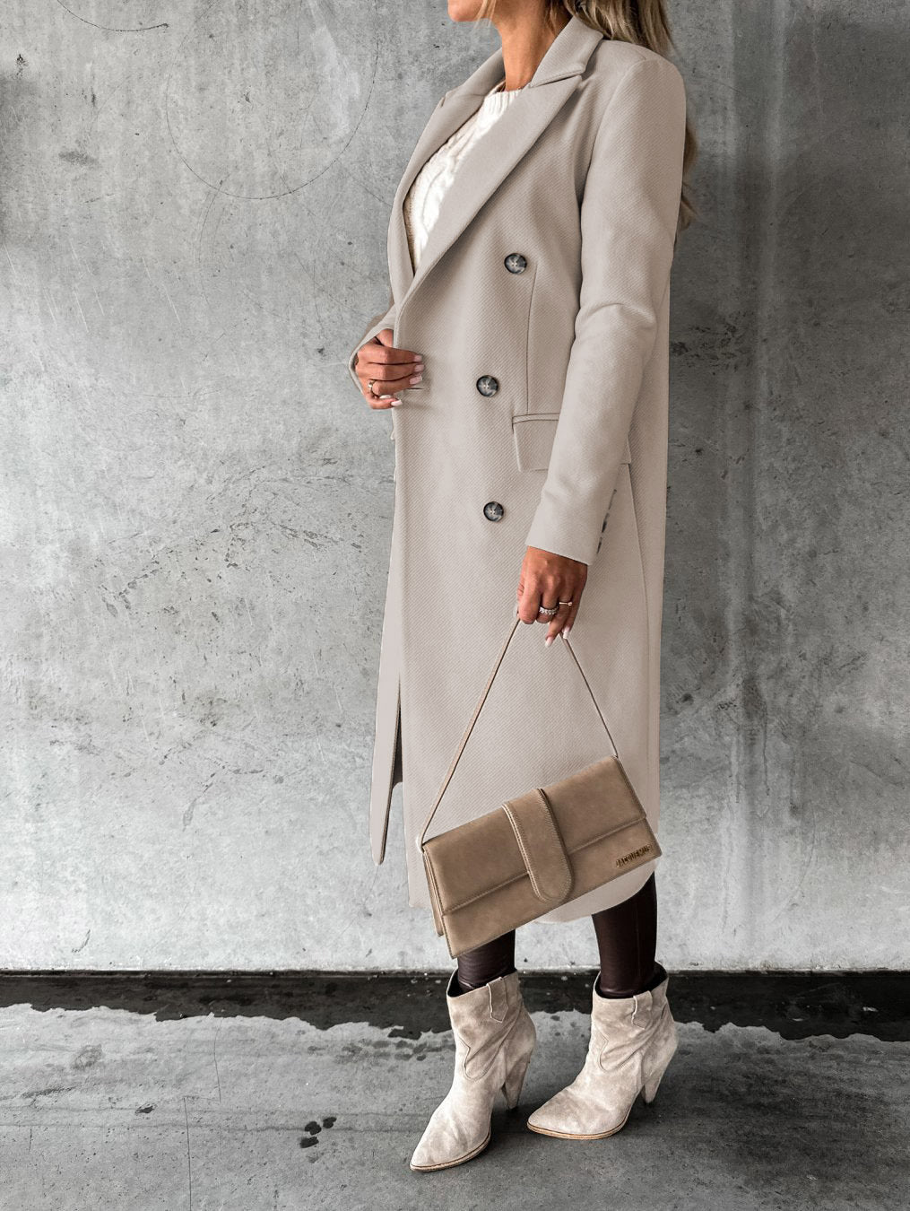 Double Breasted Lapel Coat Winter Fashion Solid Slim Long Jacket Long Sleeve Tops Womens Clothing EX-STOCK Canada 
