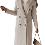 Double Breasted Lapel Coat Winter Fashion Solid Slim Long Jacket Long Sleeve Tops Womens Clothing EX-STOCK Canada 