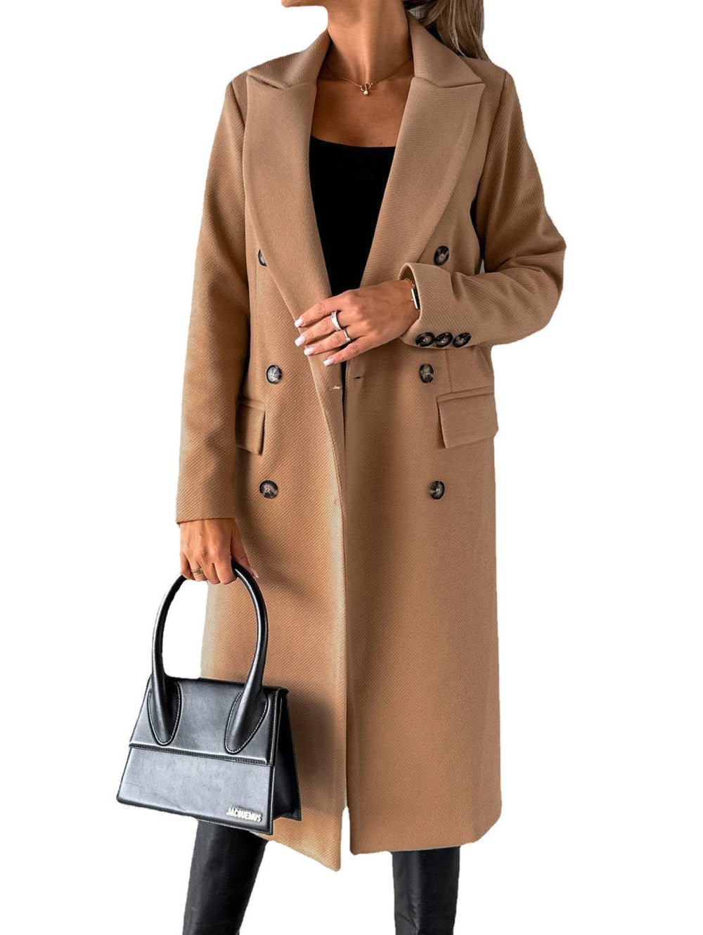 Double Breasted Lapel Coat Winter Fashion Solid Slim Long Jacket Long Sleeve Tops Womens Clothing EX-STOCK Canada 