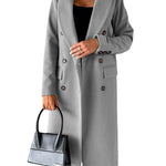 Double Breasted Lapel Coat Winter Fashion Solid Slim Long Jacket Long Sleeve Tops Womens Clothing EX-STOCK Canada 