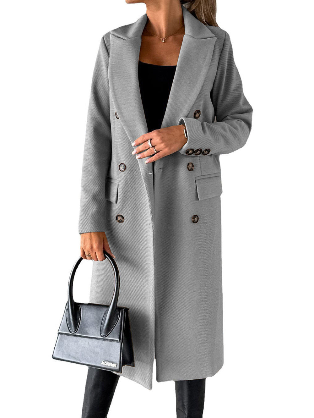 Double Breasted Lapel Coat Winter Fashion Solid Slim Long Jacket Long Sleeve Tops Womens Clothing EX-STOCK Canada 