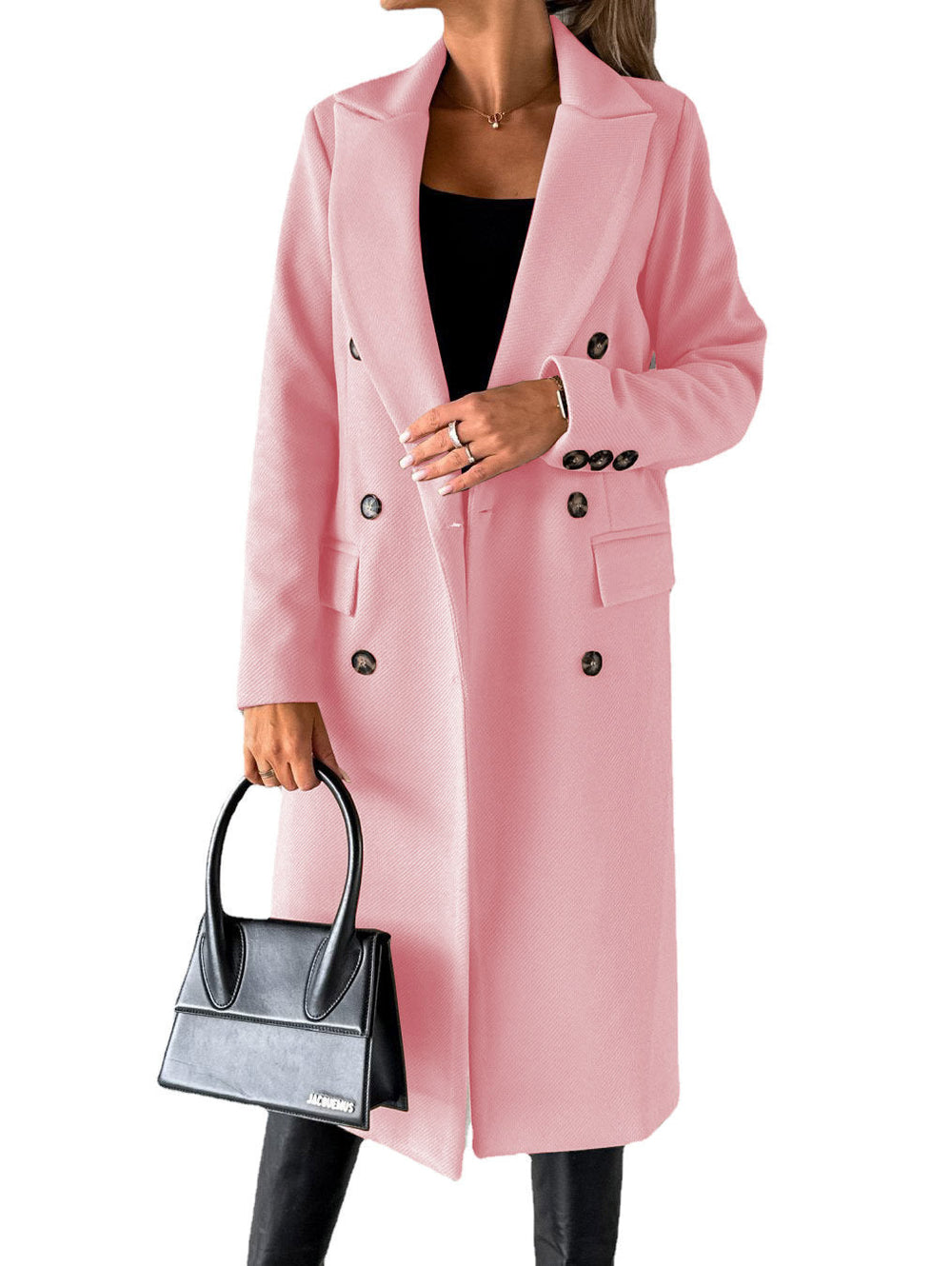 Double Breasted Lapel Coat Winter Fashion Solid Slim Long Jacket Long Sleeve Tops Womens Clothing EX-STOCK Canada 