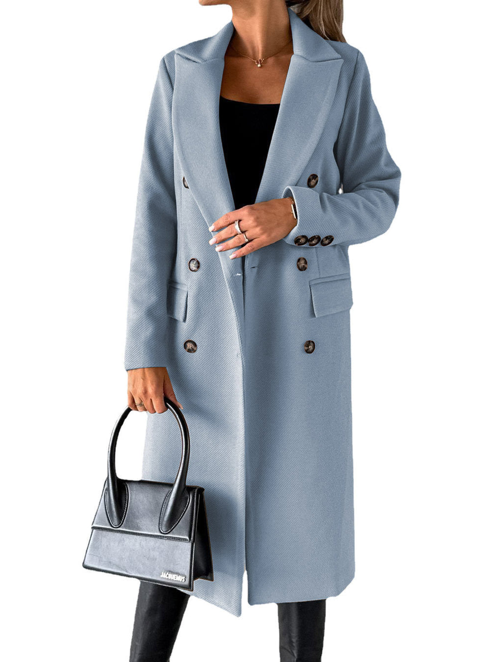 Double Breasted Lapel Coat Winter Fashion Solid Slim Long Jacket Long Sleeve Tops Womens Clothing EX-STOCK Canada 