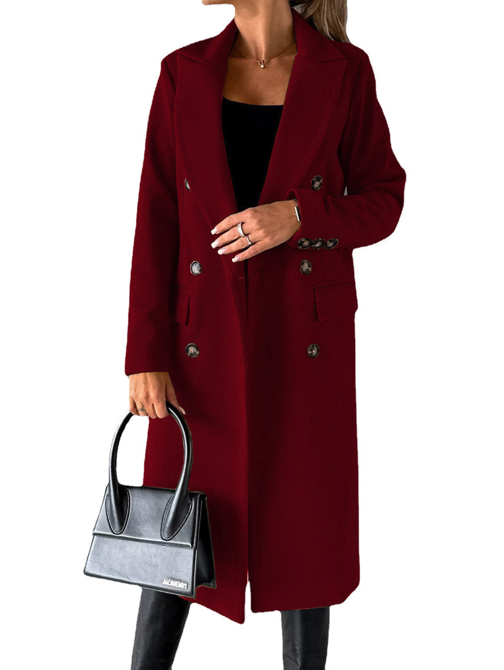 Double Breasted Lapel Coat Winter Fashion Solid Slim Long Jacket Long Sleeve Tops Womens Clothing EX-STOCK Canada 