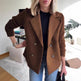 Double Breasted Lapel Jacket Fashion Knitted Sleeves Splicing Design Coat Outerwear EX-STOCK Canada 