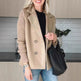 Double Breasted Lapel Jacket Fashion Knitted Sleeves Splicing Design Coat Outerwear EX-STOCK Canada 