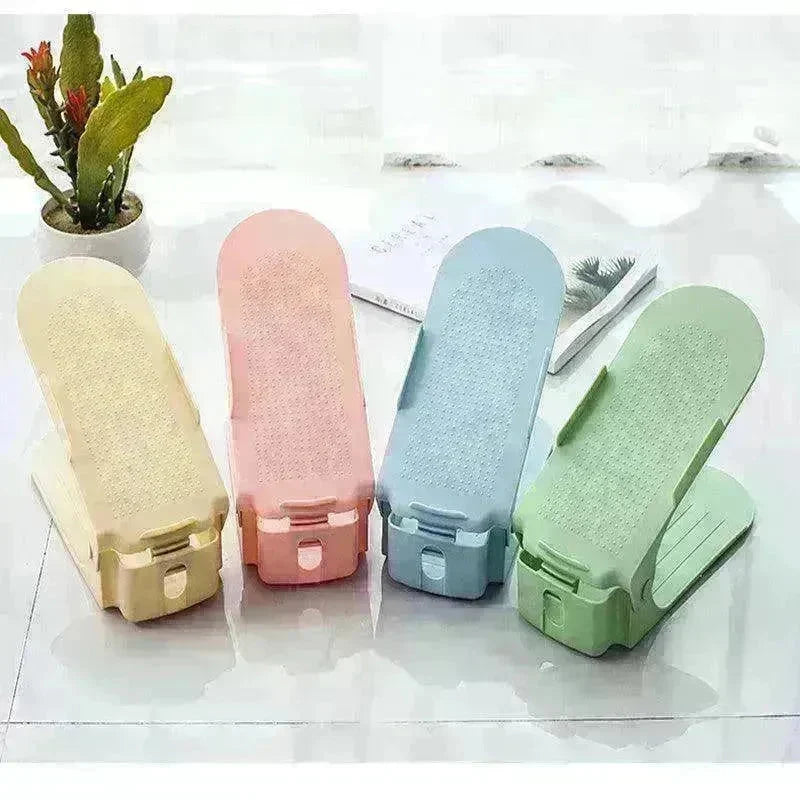 Double Stackable Shoes Shelf Storage Plastic Adjustable Shoes Rack Cabinets - EX-STOCK CANADA