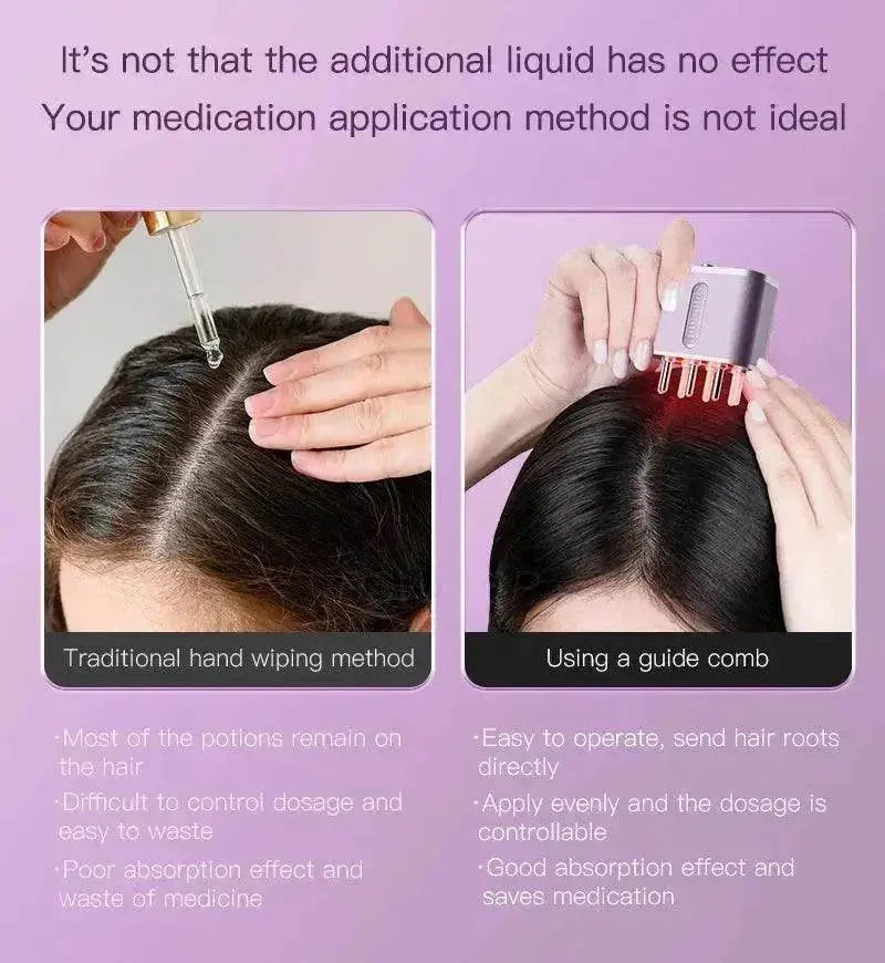 Electric Scalp Massager Cow Horn Massage Comb Red Light Oil Applicator Promote Hair Growth Portable Hair Guid Comb - EX-STOCK Canada