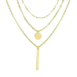 Electroplating Gold and Silver Double-layer Wafer And Long Bar Pendant Necklace - EX-STOCK CANADA