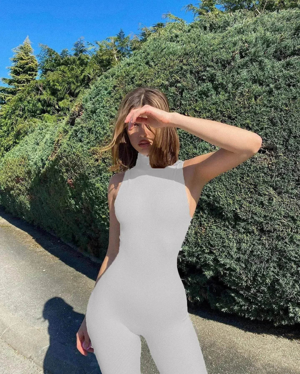 European And American Style Women Yoga Slim Rib Sleeveless Sports Jumpsuit - EX-STOCK Canada