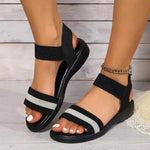 Fashion Color-block Elastic Sandals Summer Fashion Fish Mouth Flat Shoes For Women - EX-STOCK Canada