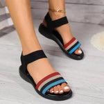 Fashion Color-block Elastic Sandals Summer Fashion Fish Mouth Flat Shoes For Women - EX-STOCK Canada