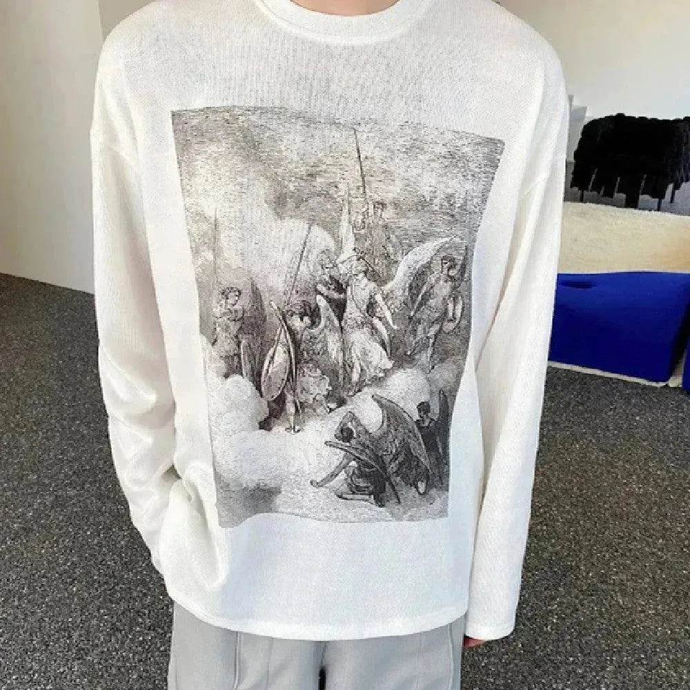 Fashion Painting Printing Long Sleeve Shirt top. - EX-STOCK Canada