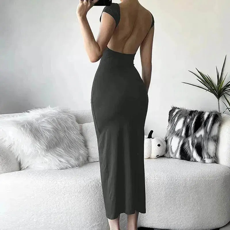 Fashion Slim-Fit Dress with High Waist, Hollow Detail, and Backless Design - EX-STOCK Canada