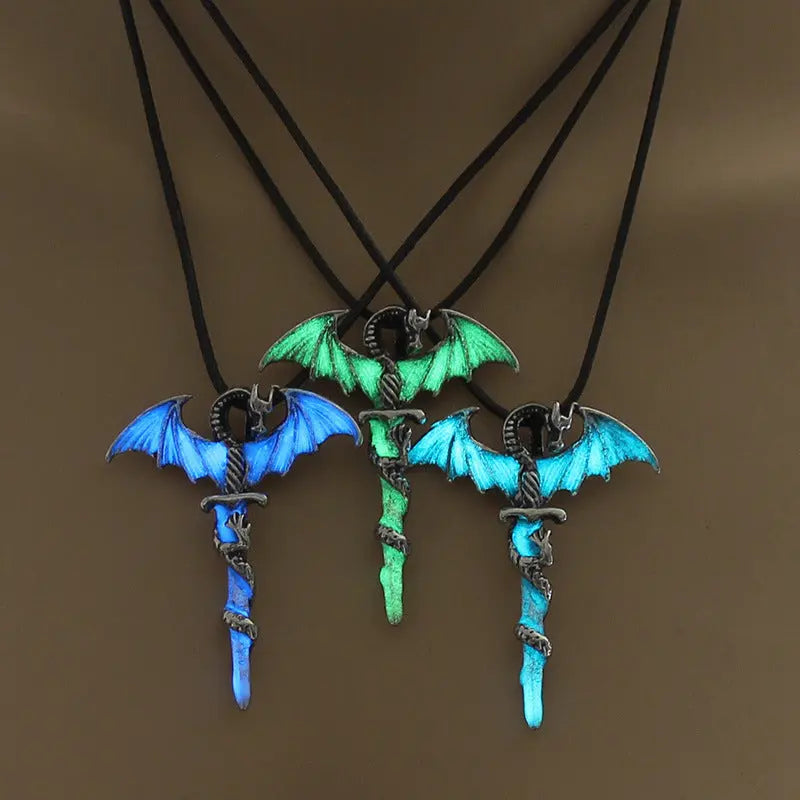 Fashion Trendy Men's Domineering Luminous Flame Dragon Necklace - EX-STOCK Canada