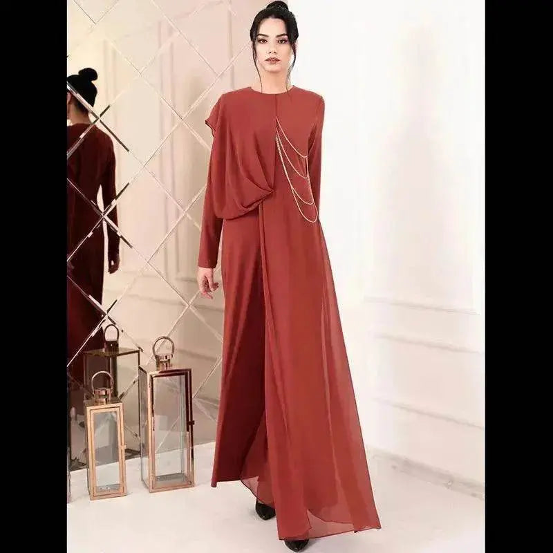 Fashionable Arab Women's Pure Color Simple Jumpsuit - EX-STOCK Canada