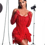 Fashionable Oversleeve Tube Top Lace Fashion Party Dinner Dress EX-STOCK Canada 