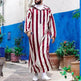 Fashionable and Elegant Men's Color Blocking Striped Long Arab Robe Hoodie Moroccan Men's Jalabiya - EX-STOCK Canada