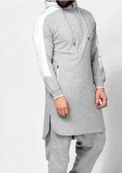 Fashionable and Elegant Mens Colorblock Robe Arab Zip Pocket Sweatshirt Moroccan Men's Jalabiya - EX-STOCK Canada