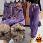 Fleece-lined Thick Track sweat Pants Medium Large Children fall Winter Warm And Loose Leisure One Lambswool Outer Wear Trousers - EX-STOCK Canada