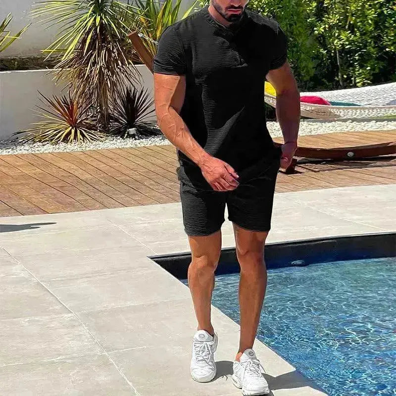 Foreign Trade Men's Short-sleeved Shorts Two-piece Cross-border Suit Wholesale - EX-STOCK Canada