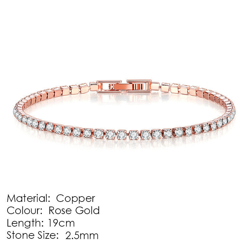 2.5mm Single Row Full Diamond Crystal Bracelet Round Zircon Tennis Hip Hop EX-STOCK Canada 