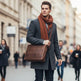 Greenwood Leather Laptop Bag. Premium Waxed Pull-Up Leather Messenger Bag 