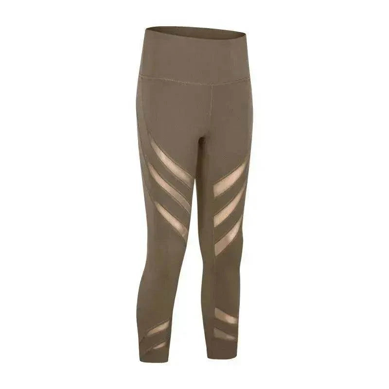Pantalon de gym extensible nude avec couture en gaze - EX-STOCK Canada