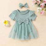 Girls' Multi-color Mesh Flounced Sleeve Short Sleeved Kazakhstan Dress - EX-STOCK Canada