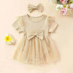 Girls' Multi-color Mesh Flounced Sleeve Short Sleeved Kazakhstan Dress - EX-STOCK Canada