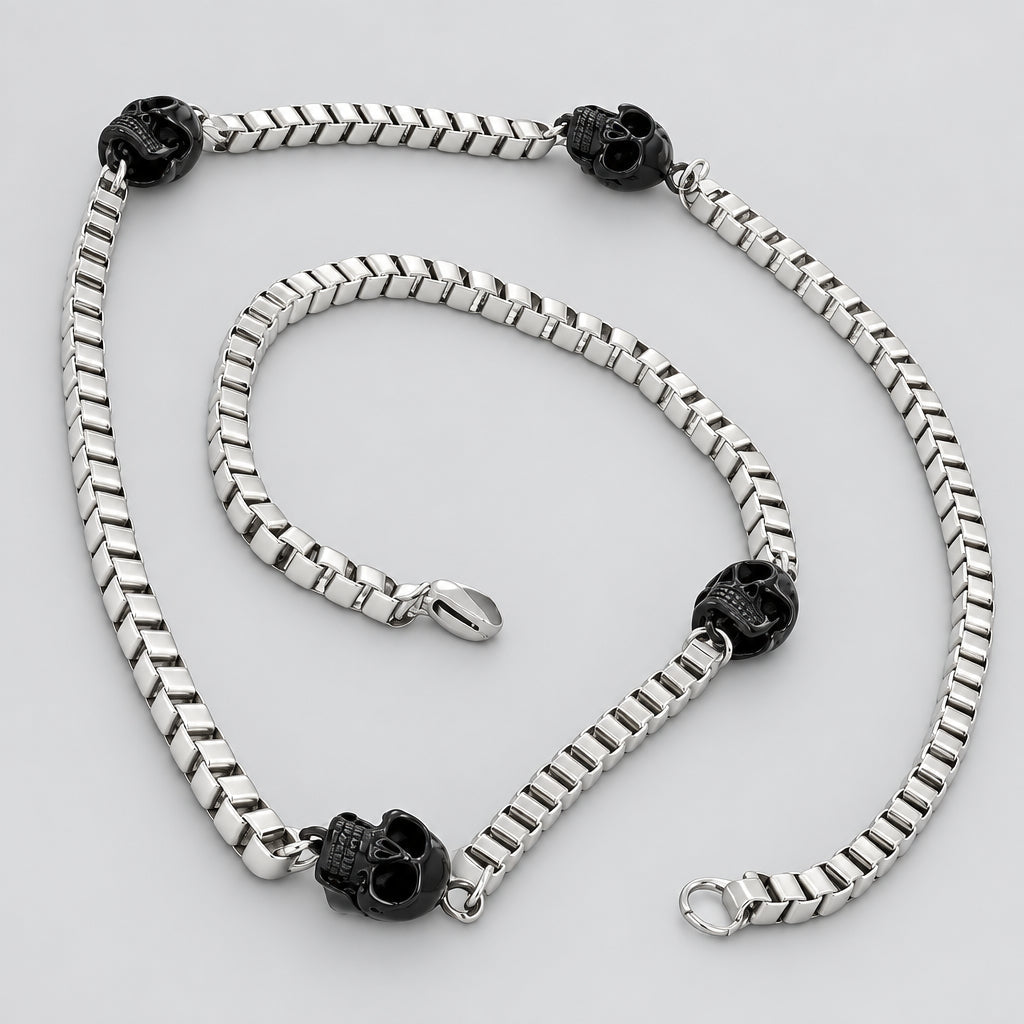GoSteel Biker Skull Chain Necklace 