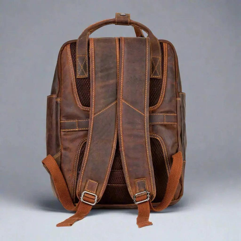 Greenwood Leather Backpack with Reinforced Laptop and Tablet Compartments 