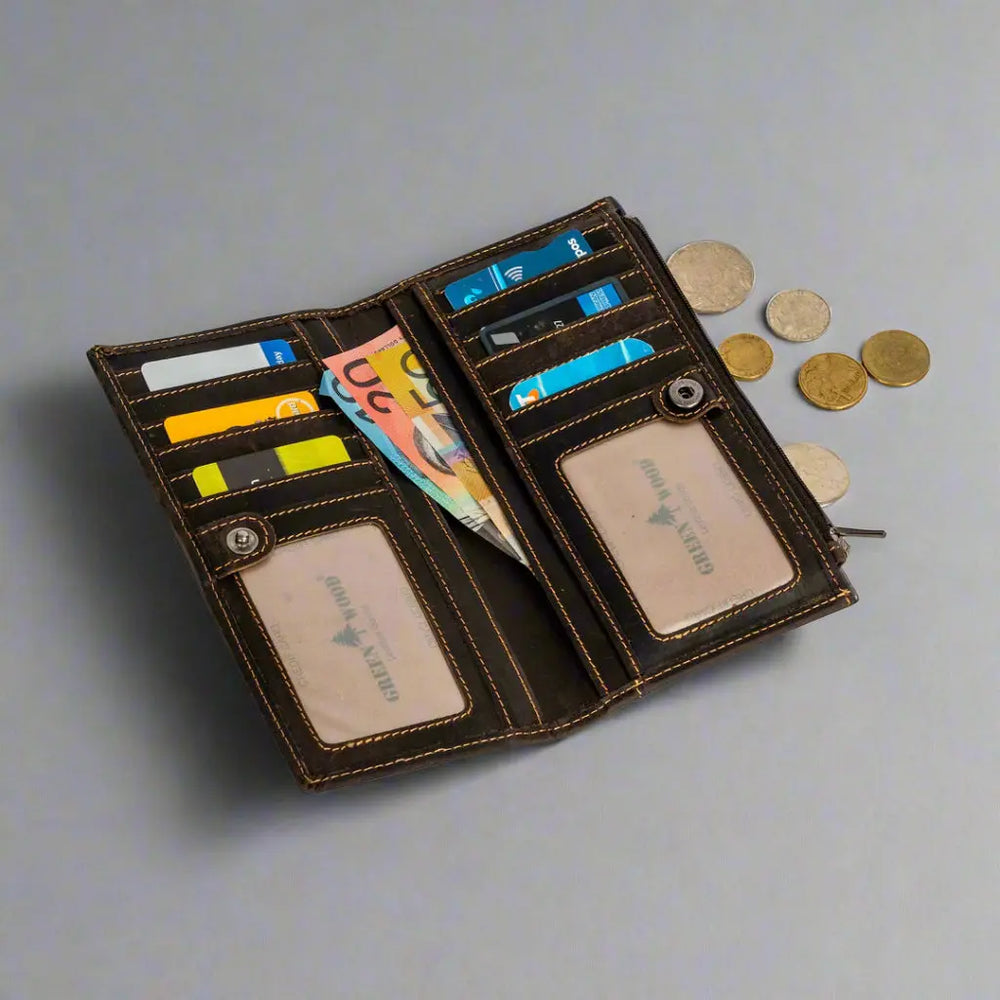 محفظة غرينوود للجلد مزودة بتقنية RFID وجيب بسحابEX-STOCK Canada 