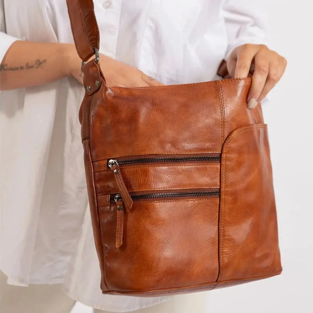 Greenwood Leather Shoulder Bag with 2 Zip Pockets EX-STOCK Canada 