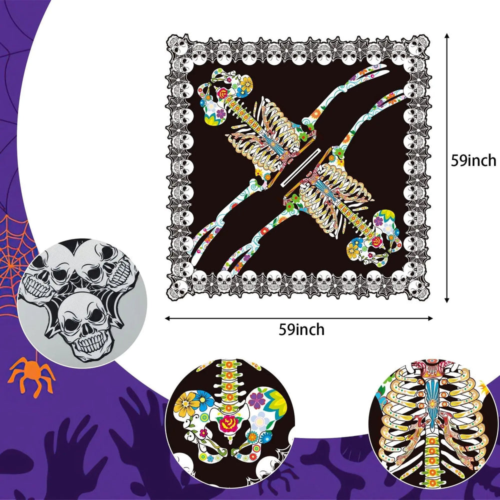 Halloween Skeleton Poncho, Lace Skeleton Halloween Costume Poncho Day Of The Dead Colorful Poncho For Women, 59 Inchx59 Inch-Cannot Be Listed On Amazon Platform - EX-STOCK Canada