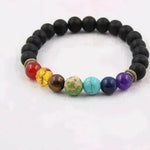 Handmade Black Lava Seven Chakra Healing Balance Beaded Bracelet - EX-STOCK Canada