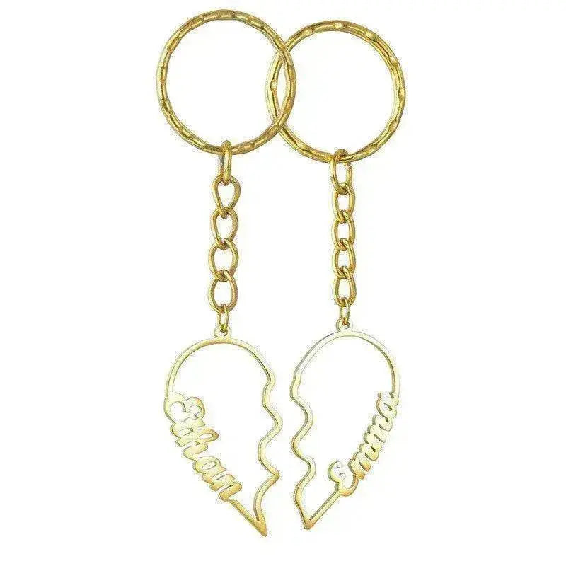 Heart Shape in Two DIY English Letters Stainless Steel Keychain - EX-STOCK Canada