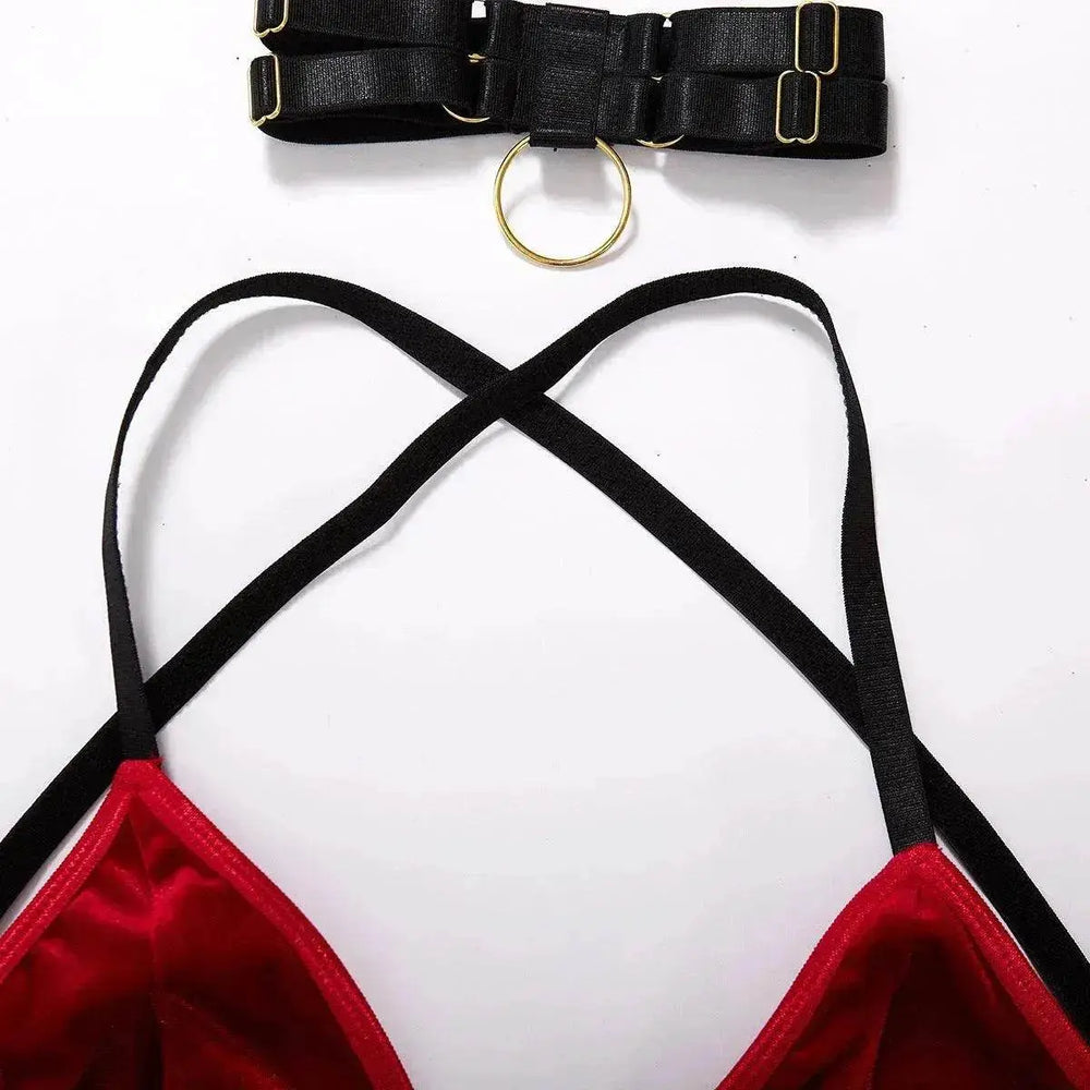 Hollow Christmas Lingerie Valentine's Day Love Interest Three Sets Of Women - EX-STOCK Canada