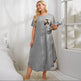 Homewear Pajamas Short-sleeved Printing Stitching Contrast Color Plus-sized Home Nightdress For Women - EX-STOCK Canada