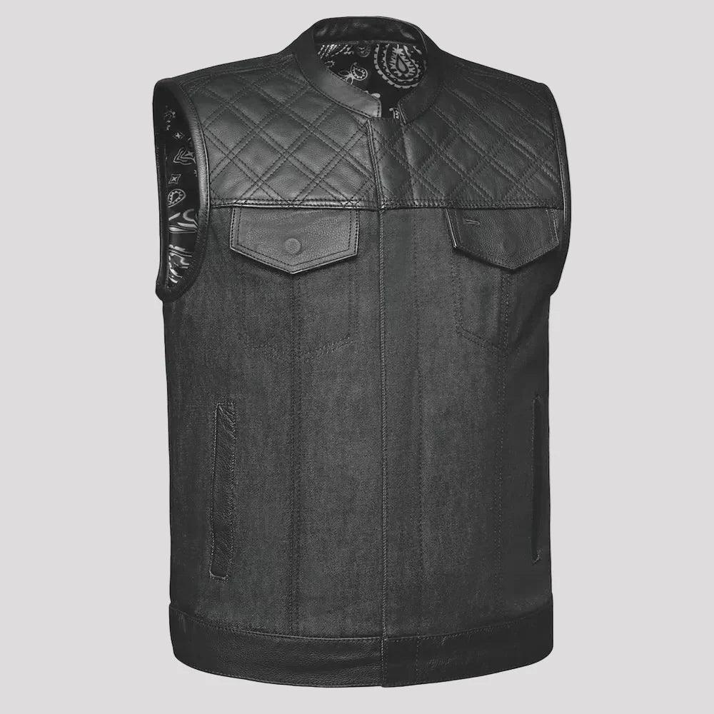 Gilet Club da Uomo in Denim e Pelle Open Road 